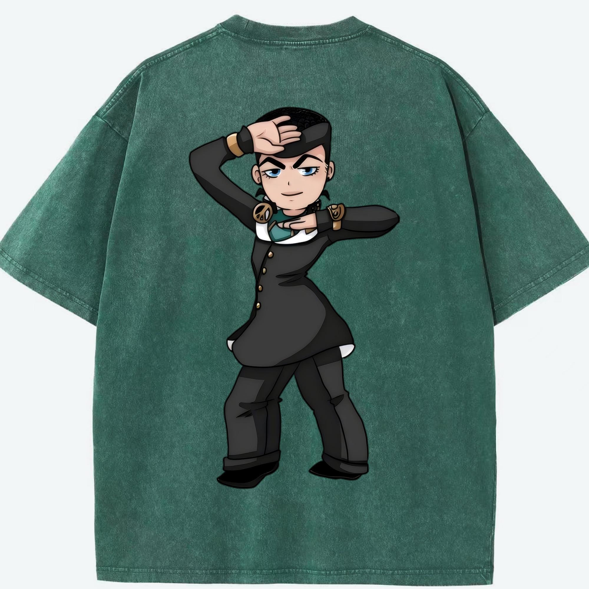 （画像用） ジョジョの奇妙な冒険 ひがしかた じょうすけ JoJo's Bizarre Adventure Higashikata Josuke 綿100% ヴィンテージ風 半袖Tシャツ（背面プリント）